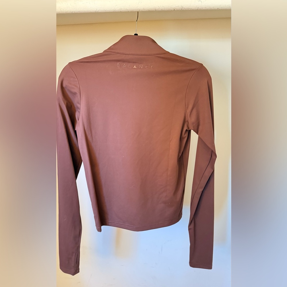 Women's Brown Quarterzip Top - Picture 2 of 2